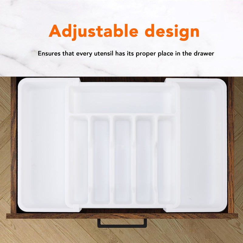 Expandable Utensil Tray Multi Compartments Space Saving Expandable Kitchen Drawer
