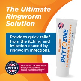 PHYTOZINE Anti Fungal Cream for Skin with 1% Tolnaftate - Ringworm Treatment for Humans - Effective Athletes Foot Treatment Cream - Nourished by 15+ Natural Oils & Botanicals - Made in USA - 1 oz