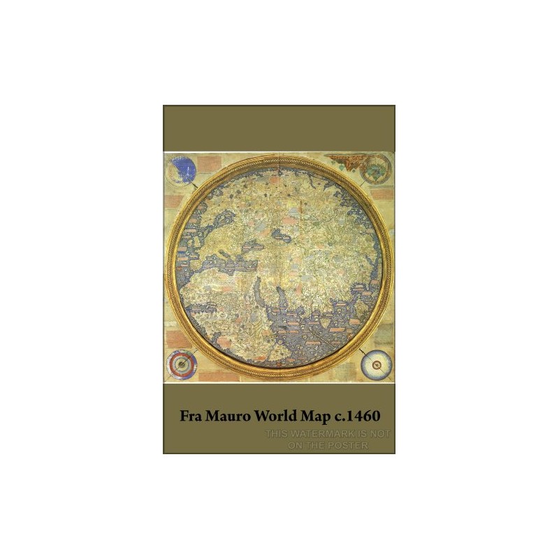 24"x36" Gallery Poster, Fra Mauro World map c1460