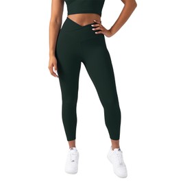 YITTY Active Women's UltraLuxe Crossover High-Waist Legging, Athleisure, 4-Way-Stretch, Everpine, L, 7/8 Length