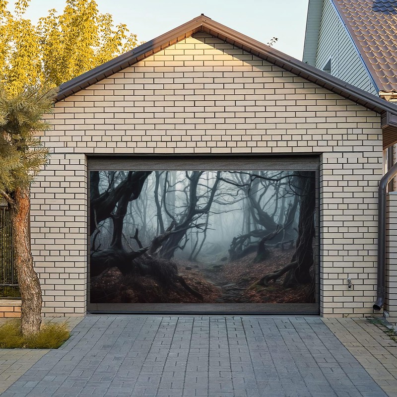 CRTPOD 7x5ft Dark Misty Forest Backdrop for Photoshoot Scary Halloween