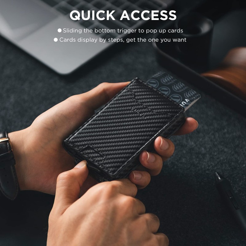 VULKIT Money Clip Wallet Pop Up Card Holder RFID Protection