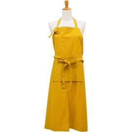 Friends Hill Long Pro BS-452-23 House Long Apron, Yellow, Length: 35.4 inches (90 cm)