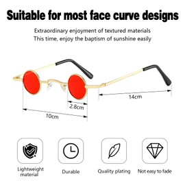mnb INNAL Small Round Sunglasses 3 Pairs Small Retro Hippie Glasses Vintage Sunglasses Metal Frame Street Style Small Round Sunglasses for Men Women, black
