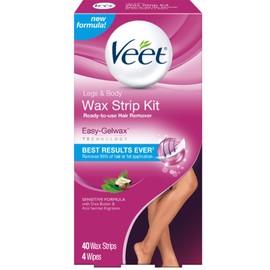 Veet Leg and Body Hair Remover Cold Wax Strips, 40 ct (Pack of 10)