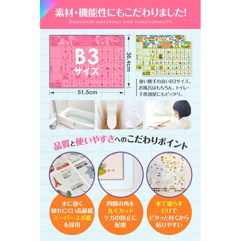 Hiragana Ai Eo Alphabet English Bath Poster [Luxury Set of