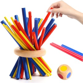 Colorful Wooden Balance Game Sticky Balance Blocks 3D Puzzle Concentration Training Family Party Table Games for Building Blocks Dominoes Play