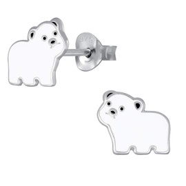 Polar Bear Teddy Earrings - 925 Sterling Silver