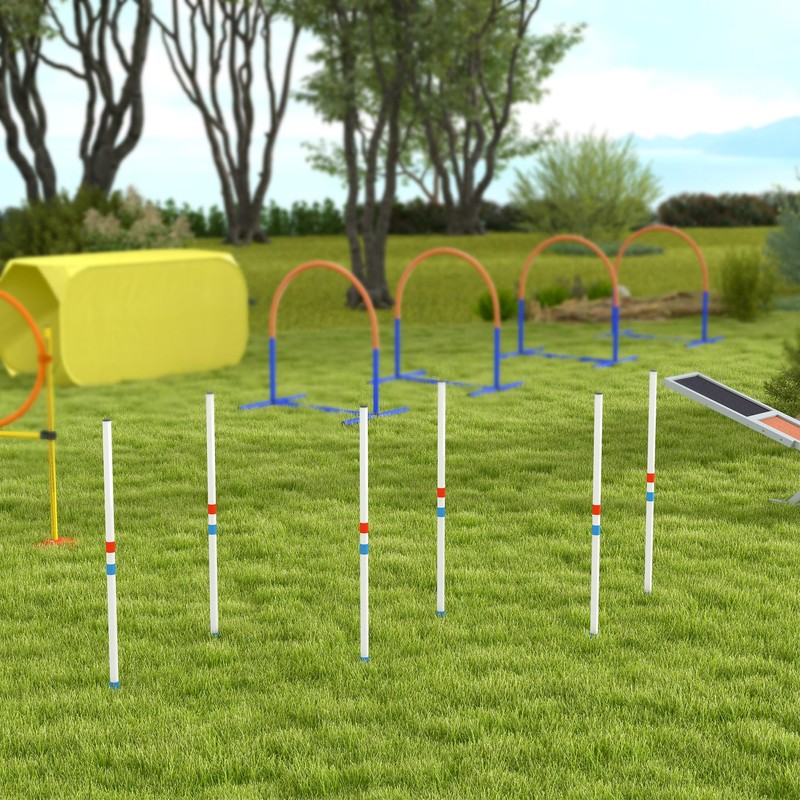 PawHut Adjustable Dog Agility Training Obstacle Course Set with Weaves