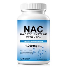 NAC Supplement 1200 mg with 1150 mg N-Acetyl L-Cysteine & 50 mg NAD Coenzyme, Antioxidant & Energy Metabolism Support, Vegan, Gluten Free, Non-GMO, 120 Capsules