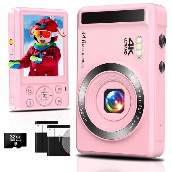 4K Digital Camera - 44MP UHD Point and Shoot Camera