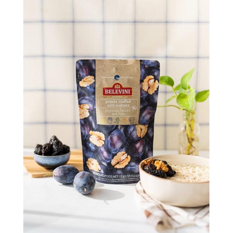 Belevini Prunes Stuffed with Walnuts, Kosher, Vegan, No Sugar Added