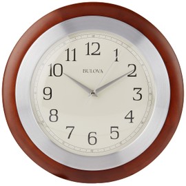 Bulova C4228 Reedham Wall Clock, 14" Diameter, Walnut