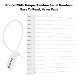 Lzbignun 100 Plastic Tamper Seals Numbered Security Tags Zip Ties for Fire Extinguishers Pull Tite Safety Tabs Disposable Self-Locking Security Seals (White)