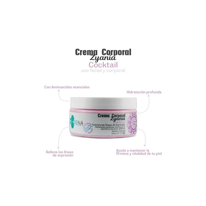 Crema Corporal Facial Zyania Cocktail de Bena Belleza Natural con