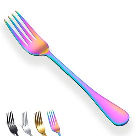 Rainbow Dinner Forks Set of 12, Berglander Stainless Steel Titanium Mutil-Color Plating Fork Set, Colorful Forks And Spoons Silverware, Table Forks Set Sturdy And Dishwasher Safe