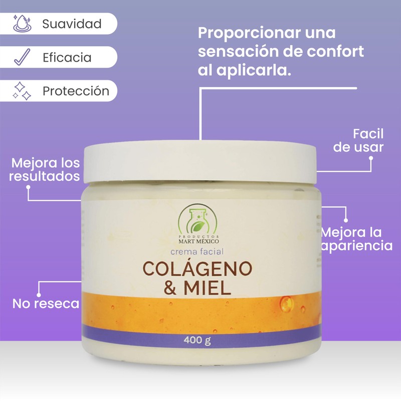 Crema Facial De Colágeno Con Miel Piel Más Joven 400g