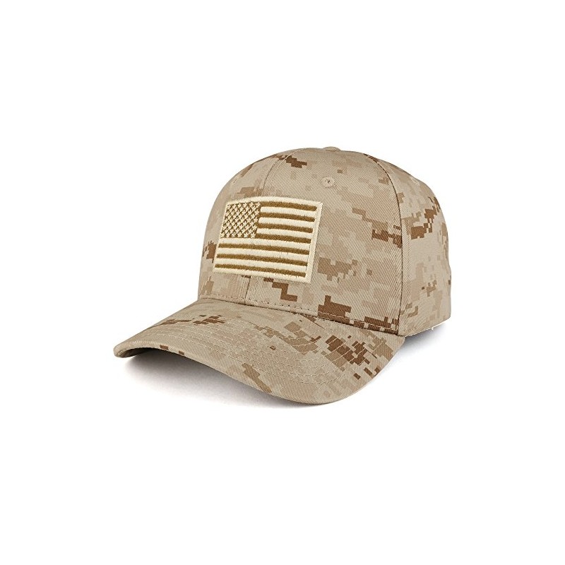 American Flag Embroidered Camo Tactical Operator Structured Cotton Cap -