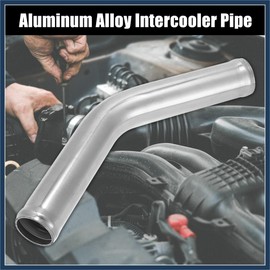 INFINAUTO OD 1.5" 38mm Length 12" 300mm Aluminum Alloy Tube Intercooler Pipe 45 Degree Air Intake Tube Silver Tone for Car Stylish Design