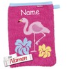 Children's Flamingo Wash Mitt Embroidered with Name, Baby Toddler Wash