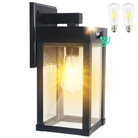 CYHKEE Solar Wall Lights Outdoor Waterproof with 3 Lighting Modes & Motion Sensor, Dusk to Dawn Exterior Porch Light fixtures, Solar Wall Lantern Fixture for Garage Patio Yard Garden