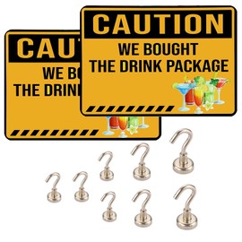 Lobergel Set of 10 Cruise Door Decorations Magnetic, 2 Pcs Large Caution Cruise Door Magnets Sign and 8 Pcs Magnetic Hooks, Extra Strong Cruise Hook Cruise Decorations for Cabin Door Stateroom