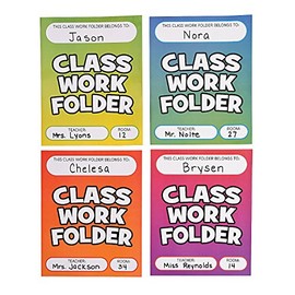 Classwork Pocket Folders - 12 Pieces - Classroom and Educational School Supplies for Kids