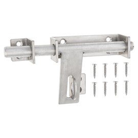 HOJLKLD 6.7 Inch Heavy Duty Barrel Bolts Door Lock, Solid SUS304 Stainless Steel Slide Bolt Gate Latch with 15 mm Padlock Hole for Wooden Fence, Yard Door, Barn Door, Shed Door