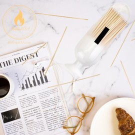 Extra Tall 11" Frosted Decorative Glass Matches Cloche | Includes Matches!!! & Free Striker Strip!!! | Fireplace Candle Gift Set