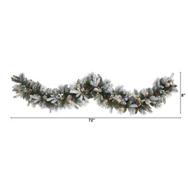 Nearly Natural 6ft. Flocked Mixed Pine Artificial Christmas Garland with 50 LED Lights, Pine Cones and Berries