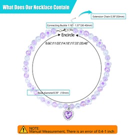 SM4BED Dog Cat Collar Pearl Necklace, Purple Flower Beads with Shiny Rhinestone Diamond, Adjustable Small Pet Jewelry for Chihuahua Yorkie, S 8.6IN