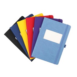 Extreme Assistants 1 Blank Book, Classic Notebook - Ruled Durable Hardcover Journal with Pocket, Elastic Closure, Pen Holder, Business Card, Logo or Goal Window in Cover (Red), A5