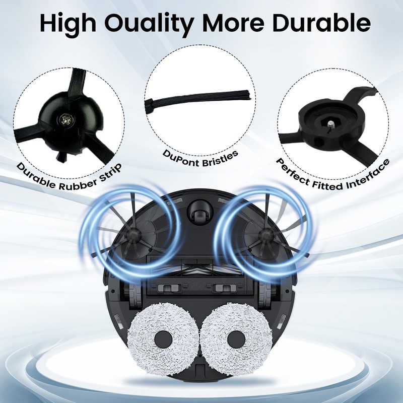 12 Pieces Side Brush Accessories for Roborock Qrevo Series,S8 Pro
