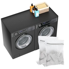 Dionikos 54" x 27.5" Silicone Washer Dryer Countertop Mat with 2 Laundry Bags – Non-Slip, Waterproof, Dustproof Cover for Laundry Room Organization & Surface Protection (Black, Extra Large)
