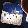 Christmas Coasters, Pack of 6 cork coasters - Snowy Church.