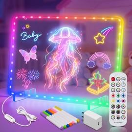 LED Drawing Board for Kids,11.8"X7.8" Includes Adapter, Light Up Dry Erase Boards with 7 Markers,21Modes &16 Colors, Acrylic Dry Erase Board with Light,Remote Control,Night Lights for Kid's Rooms.