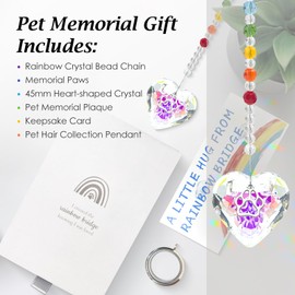 Teeloray Pet Memorial Gifts for Dogs Rainbow Bridge Dog Memorial Gifts for Loss of Dog Rainbow Maker Heart-Shaped Crystal Suncatcher with Sympathy Card Dog Memorial Ornament Windows Hanging Decor