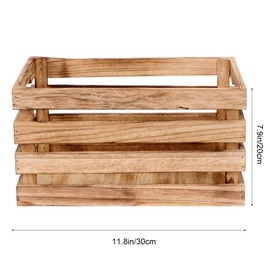 Cabilock Wooden Crate Rectangle Sundries Storage Box Kids Toy Toiletries Open Bin Organizer Multifunctional Storage Case for Home 30x20cm