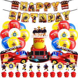 Pack of 46 Fire Brigade Decoration Children's Birthday, Fireman Sam Birthday Decoration, Fireman Balloons, Fireman Birthday Decoration, Fire Brigade Decoration for Children Party Supplies