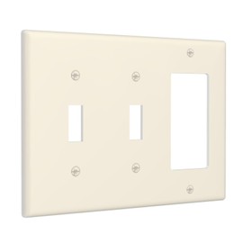 Beige Tan Cream 3-Gang 2-Toggle 1-GFCI/Decorator Combination Light Switch Decorative Triple Combo Device Switches/Rocker Outlet Covers and Wall Plate