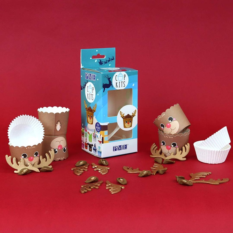 PME Cupcake Decorating Kit with Edible Toppers, Reindeer