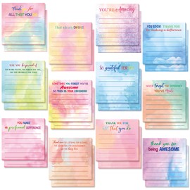 Yinder 24 Pcs Employee Appreciation Sticky Notes Thank You Gifts Bulk Note Pads with Sayings Teacher Gift Mini Pocket Inspirational Notepads for Coworker Office Supply 3 x 3''(Watercolor,Thanks)