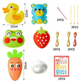 CHUNLINLAODA Pack of 5 Sewing Kit Children's Sewing Kit Generic Children's Sewing Kit DIY Sewing Kit Children Animal Shapes Sewing Craft Set Educational Felt Craft Set Creative Sewing Projects for