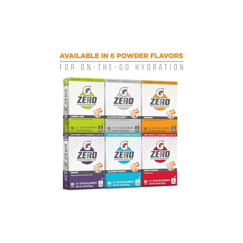 Gatorade Gatorade G Zero Powder, Grape, 0.10oz Packets, Makes 20