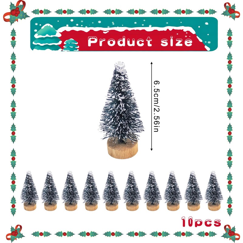 10 Pcs Mini Christmas Trees 6.5cm Small Tabletop Christmas Trees