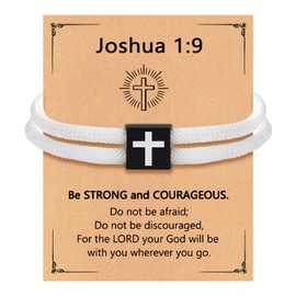 Braided Rope Cross Bracelets for Men Boys Easter Christmas Christian baptisms birthday Valentine gifts for Teens (white)