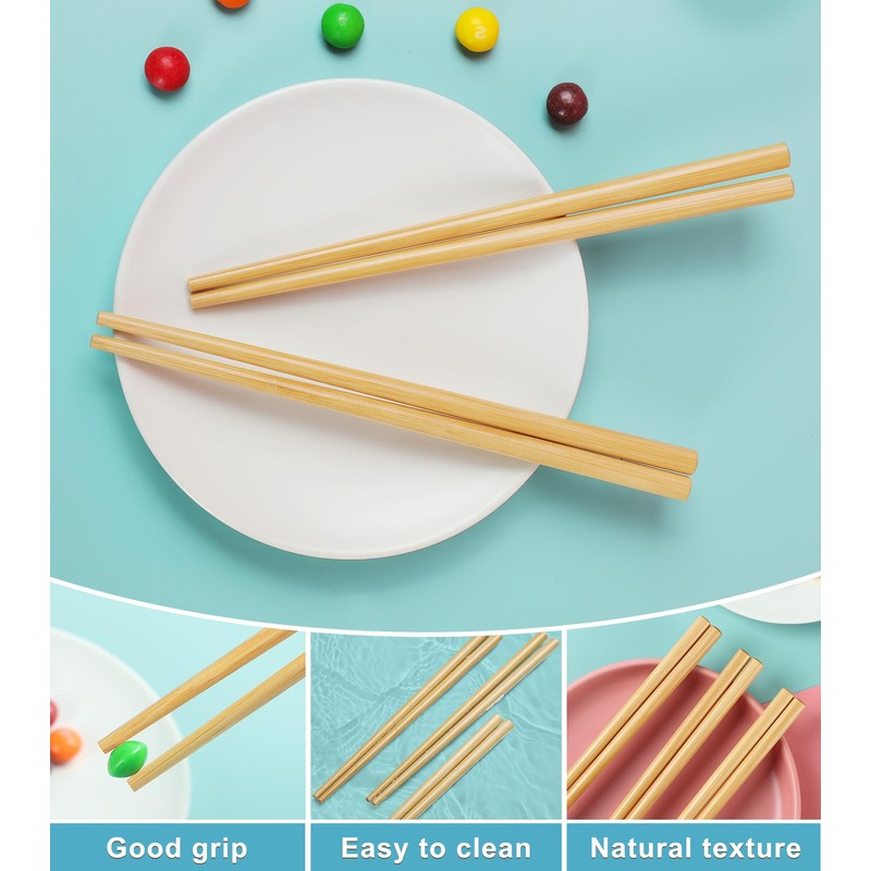 LOROTOCO 5 Pairs Kids Short Chopsticks 7inch Bamboo Reusable Training