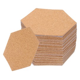 uxcell 60pcs Cork Coasters for Drink, 4 Inch Hexagon Drink Coaster Absorbent Coffee Coaster for Wine Glasses Cups Mugs Home Tabletop Decoration