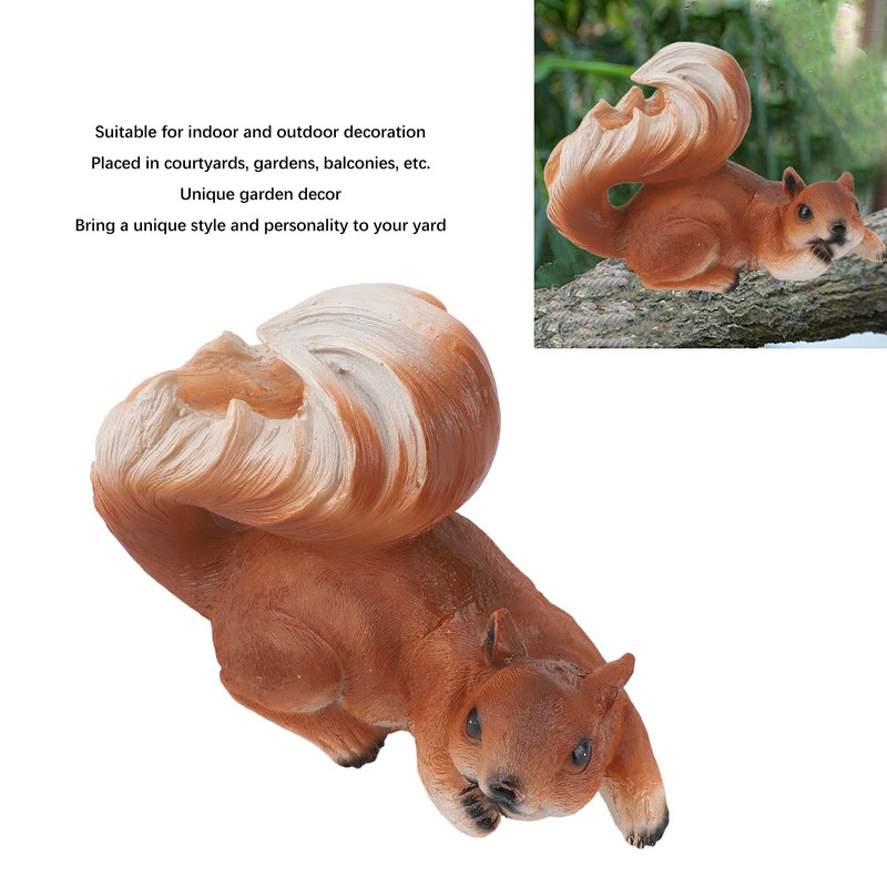 Squirrel Garden Decor Outside Funny Resin Statue Courtyard Balcony Outdoor