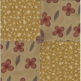 Various Manufacturers Flowers Brown Gold Calico 100% Cotton Fabric Quilt Square Blocks kit EU